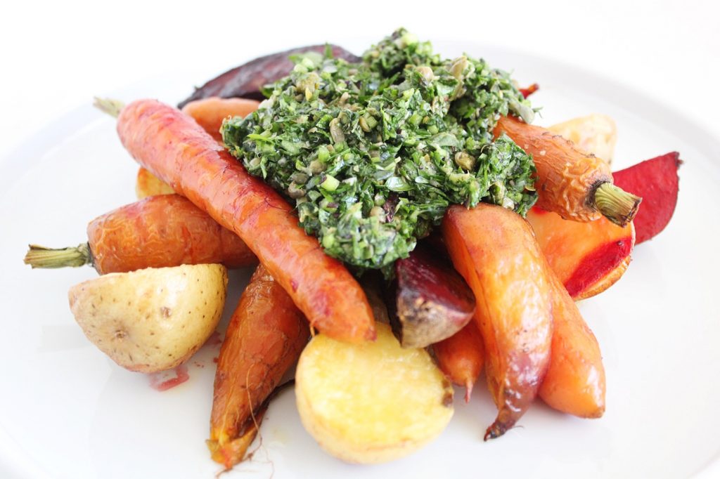 Roasted Veggies with Italian Salsa Verde