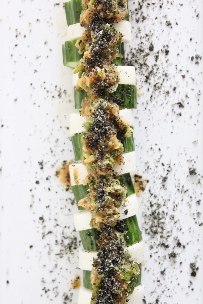 Asian Cucumber and Daikon with Sesame Nori Dust