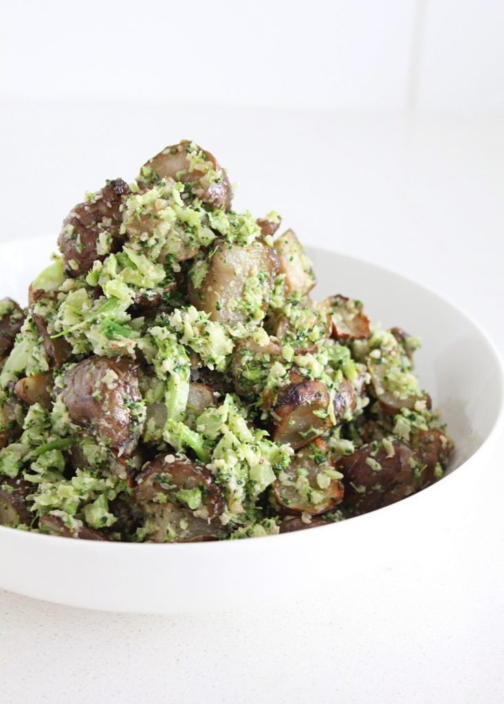 Broccoli Pesto with Roasted Sunchokes